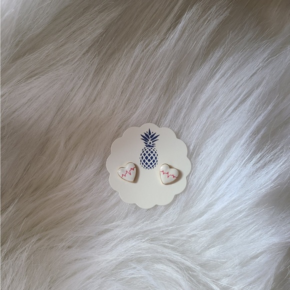 Heartbeat Enamel Stud Earrings - Picture 2 of 3